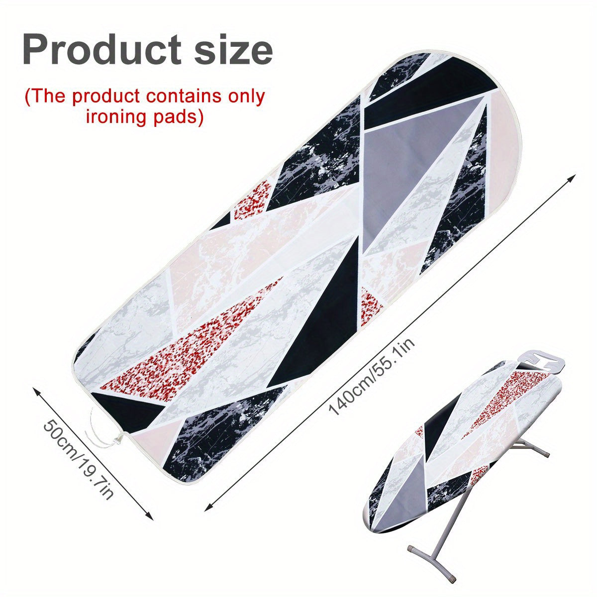 Ironing Board Cover made of 100% Cotton, size 139.7x50.8 cm, Resistant to Scorching, Elasticized Edges for Adjustability, Perfect for Home and Hotel Use.