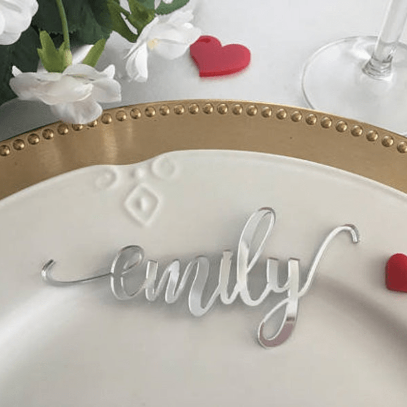 Personalized Acrylic Name Place Setting for Weddings - Custom Table Name Card, PMMA Place Card Holder for Special Events, Elegant Seating Decor for Teens, Party Decoration