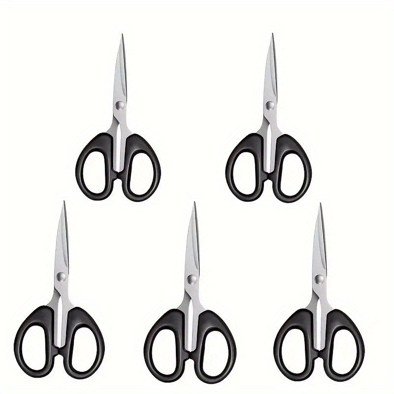 5-piece Craft Scissors Set with Stainless Steel Blades and Ergonomic Handles - Ideal for Office, Home, Sewing, Paper & Art Projects.