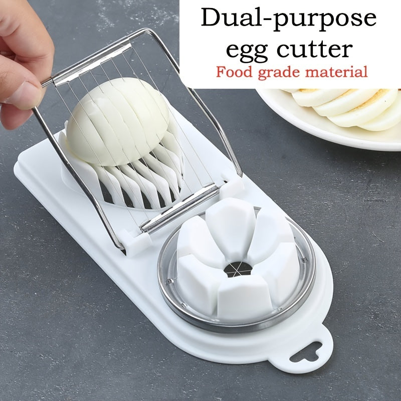 Multifunctional egg slicer and chopper with durable material, perfect for cooking, baking, BBQ, and food handling. Dimensions: 19.71x8.79 cm.