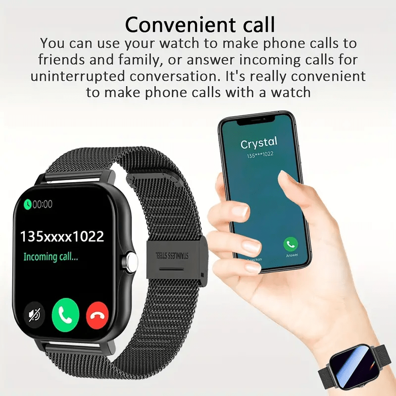 Introducing the New 2024 Smart Watch with Call Making and Answering Features, Full Touch Wireless Calling Capability, Fitness Tracking for Smartphones, Compatible with Android and IOS Devices. Perfect for Mother's Day, Father's Day, Valentine's Day