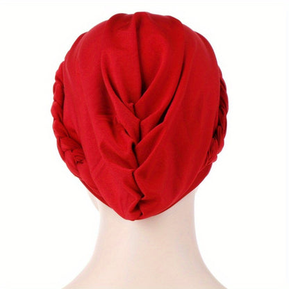 Muslim style headscarf and braided hat with golden bead detailing, made of polyester.