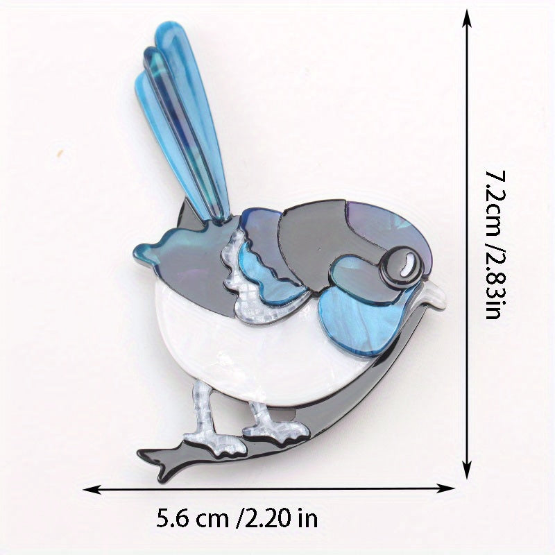 Women's handmade acrylic bird brooch made from acetate material, perfect as a wedding accessory.