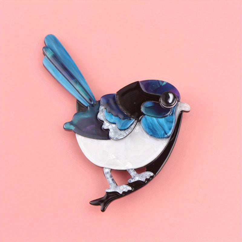 Women's handmade acrylic bird brooch made from acetate material, perfect as a wedding accessory.