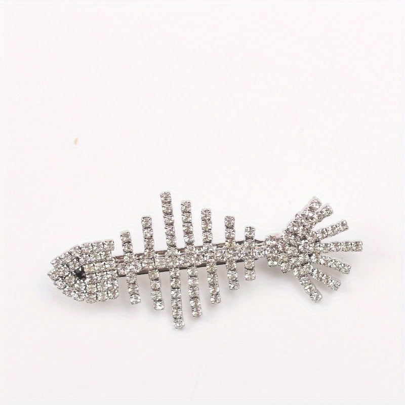 Korean-inspired Women's Rhinestone Grass Fish Fringe Brooch, Exquisite Badge Jewelry for a Retro, Luxury Party or Wedding