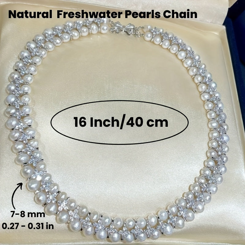 Stylish Freshwater Pearl Necklace - Great for Weddings & Anniversaries, Suitable for Any Season, Classic Vintage Look, Perfect Birthday Present