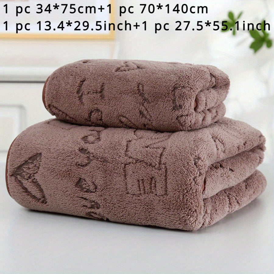 1 set of Coral Velvet washcloth towels includes 2 pieces: 1 piece measuring 34*75cm and 1 piece measuring 70*140cm, or alternatively 1 piece measuring 40*80cm and 1 piece measuring