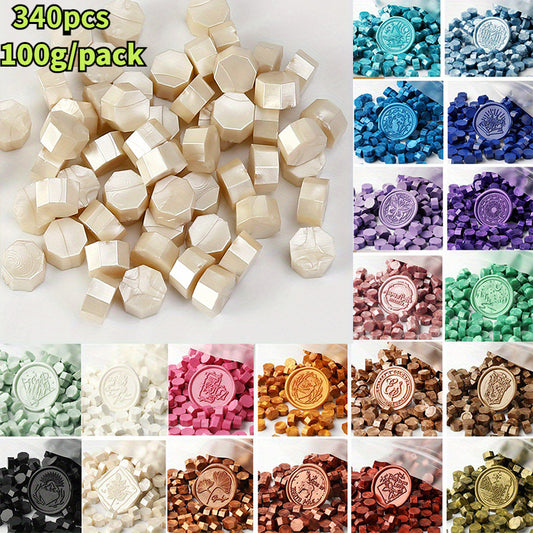 340pcs 100g Octagonal Wax Particles for DIY Gift Box Sealing Wax