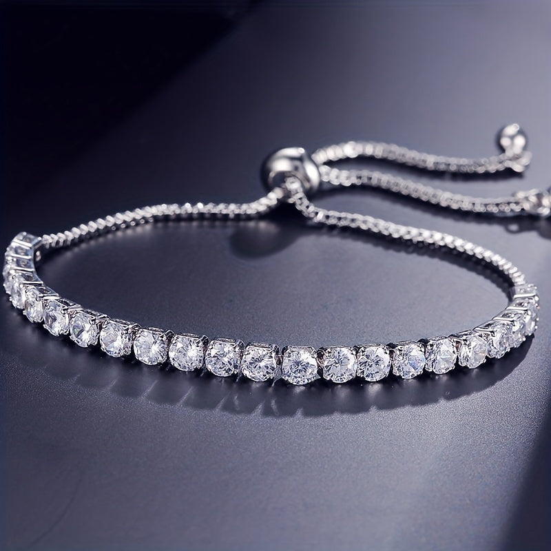 Valentine's Day Present: Elegant 925 Sterling Silver Tennis Bracelet with 18K Gold Plating - Featuring 11.0ct Vintage Moissanite and Weighing 7.56G - Perfect Jewelry for Men and Women, Suitable for All Seasons