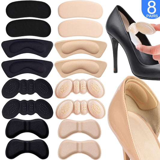 Heel cushion pads - anti-slip grips for comfort and protection in various shoe styles for both women and men.