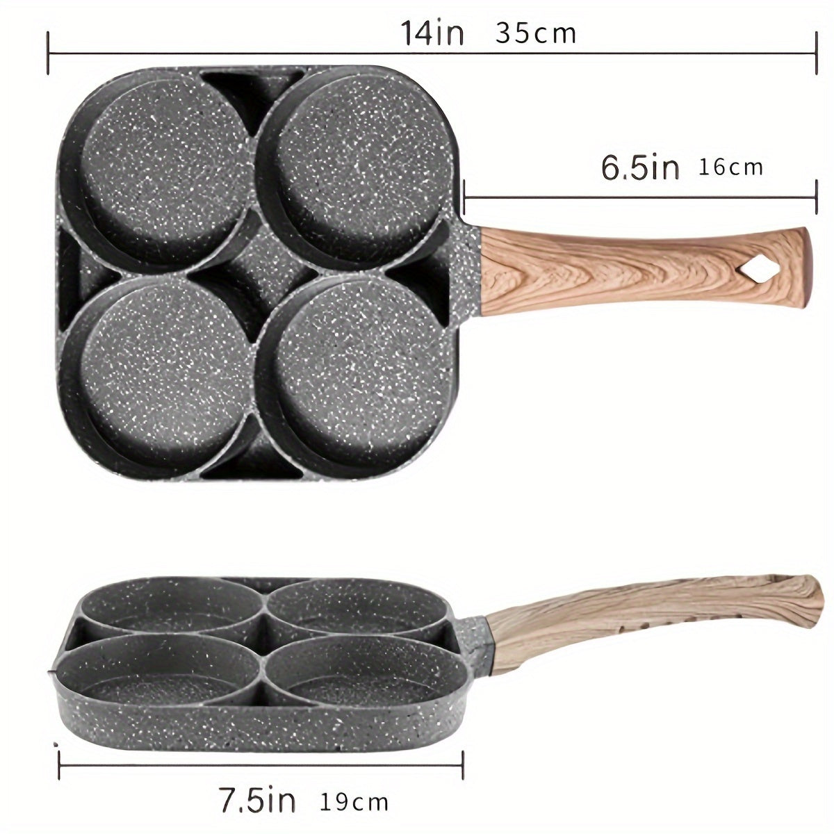 Non-stick egg poacher pan perfect for cooking up to 4 eggs at a time. Features a stay-cool wooden handle and is compatible with all stovetops, including induction and gas. Versatile skillet ideal for making eggs, pancakes, and burgers.