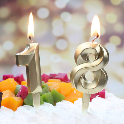 New 3D number candle insert in golden and silvery diamond for birthday cake decoration party.