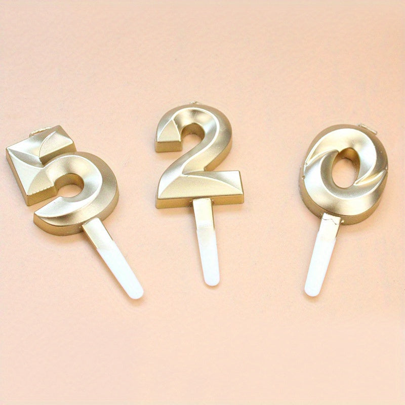 New 3D number candle insert in golden and silvery diamond for birthday cake decoration party.