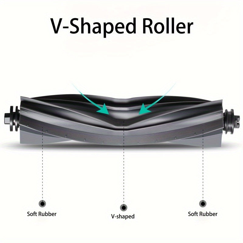 1-Pack of V-Shaped Roller Brush for Robot Vacuum, designed to work with L10s Ultra, L10 Ultra, D10s Pro, D10s Plus models. Made of Plastic Material for effective cleaning on both floors and carpets.