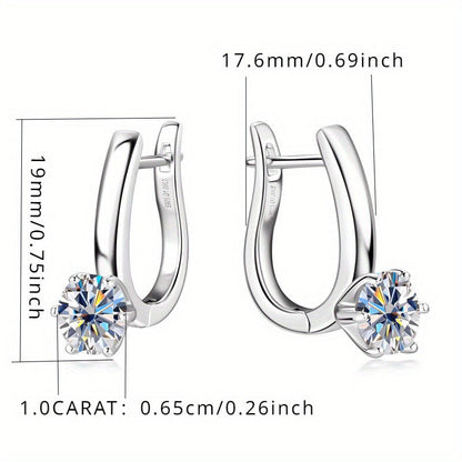 These stylish 925 Sterling Silver Moissanite Classic Six-claw Earrings are versatile and fashionable. They have a simple design with a hip-hop rock style, giving them a light luxury feel. These earrings are perfect for those who have a niche for romantic