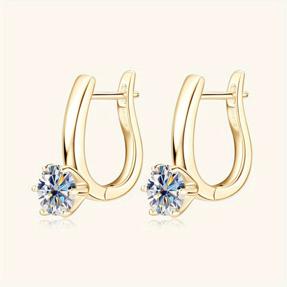 These stylish 925 Sterling Silver Moissanite Classic Six-claw Earrings are versatile and fashionable. They have a simple design with a hip-hop rock style, giving them a light luxury feel. These earrings are perfect for those who have a niche for romantic