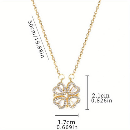 Stylish necklace with four-leaf clover pendant in three colors for women.