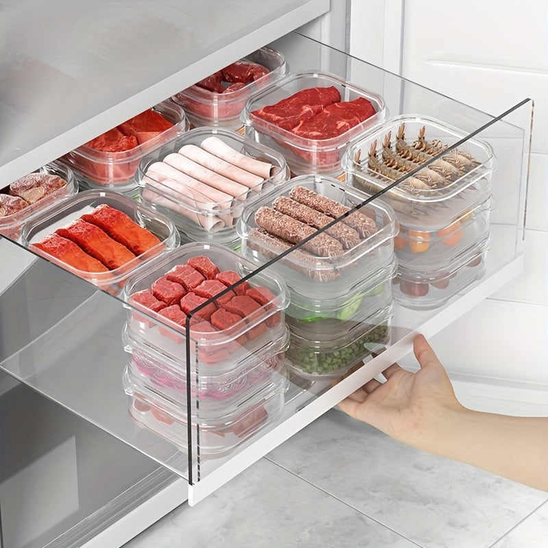 Stackable Food Storage Containers with Lids Set of 5 - Leakproof, Reusable Plastic Boxes for Meat, Fruits & Vegetables - Ideal for Organizing Kitchen and Preserving Food in the Freezer