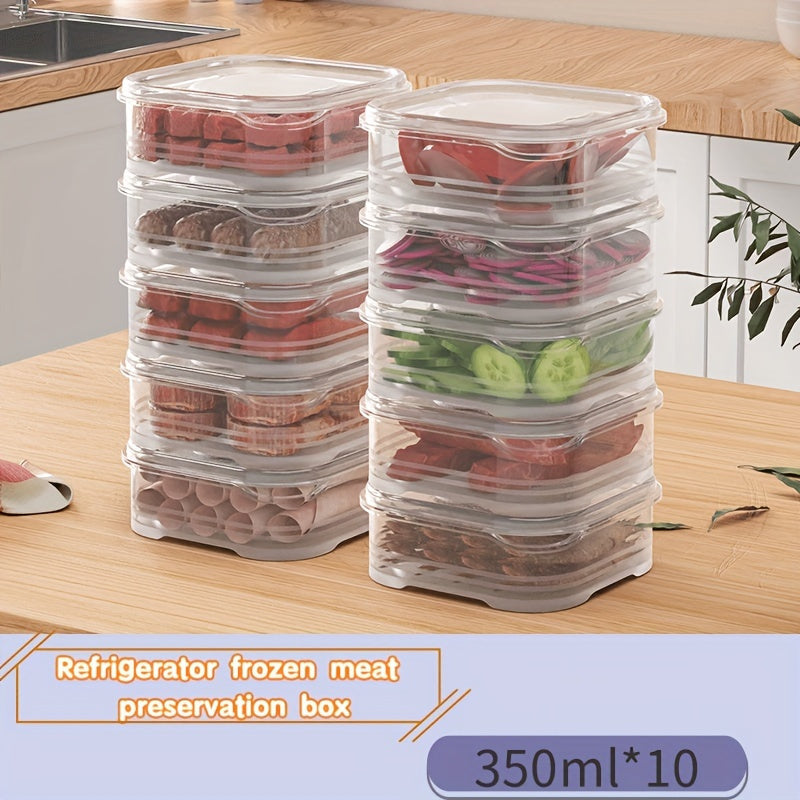 Stackable Food Storage Containers with Lids Set of 5 - Leakproof, Reusable Plastic Boxes for Meat, Fruits & Vegetables - Ideal for Organizing Kitchen and Preserving Food in the Freezer