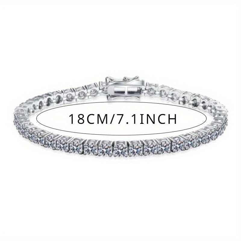 Beautiful and elegant 0.5/1 carat round Moissanite bracelet in a timeless design crafted in 925 sterling silver. This stunning piece is the perfect gift for Valentine's Day for that special woman in your life. Weighing 13.55 grams, this brilliant and