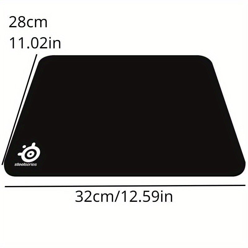 Black rubber mouse pad with ergonomic design for office and gaming use.