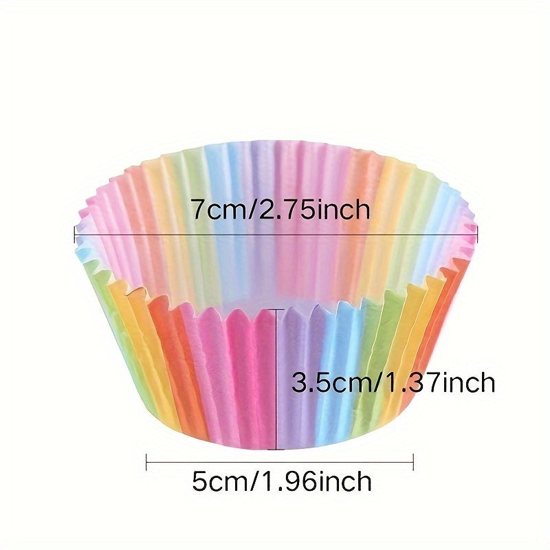 100 count Rainbow Disposable Muffin Cups - Bright Cupcake Liners for Baking, Ideal for Parties & Kitchen Decor