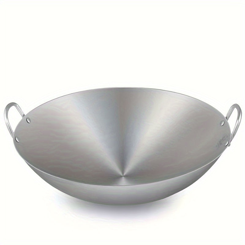 Durable Stainless Steel Wok with Handles ideal for Gas Stovetop and Induction Cooker, a must-have Kitchen Utensil and Gadget for your Home Cooking Needs