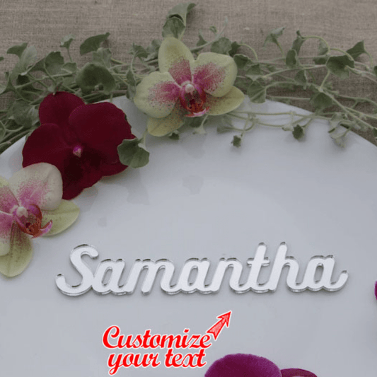 Customize your event with a personalized acrylic place card for weddings, birthday parties, and other special occasions. Make your table setting decor unique with a customizable guest name sign.