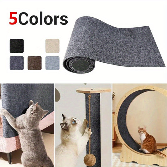 Self-adhesive scratch board in 5 colors, durable polyester, protects couch from cat scratches.