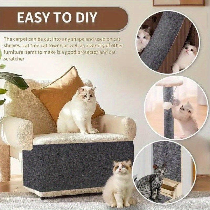 Self-adhesive scratch board in 5 colors, durable polyester, protects couch from cat scratches.