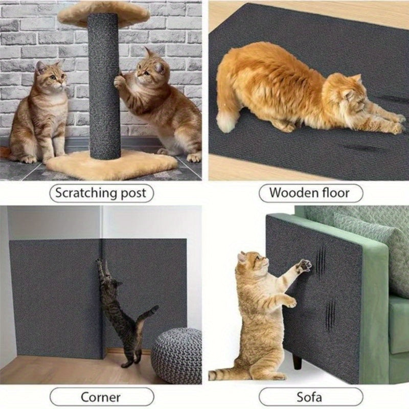 Self-adhesive scratch board in 5 colors, durable polyester, protects couch from cat scratches.