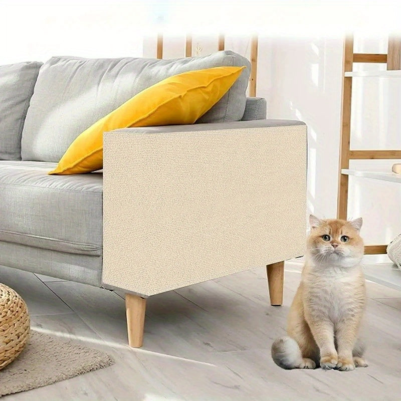 Self-adhesive scratch board in 5 colors, durable polyester, protects couch from cat scratches.