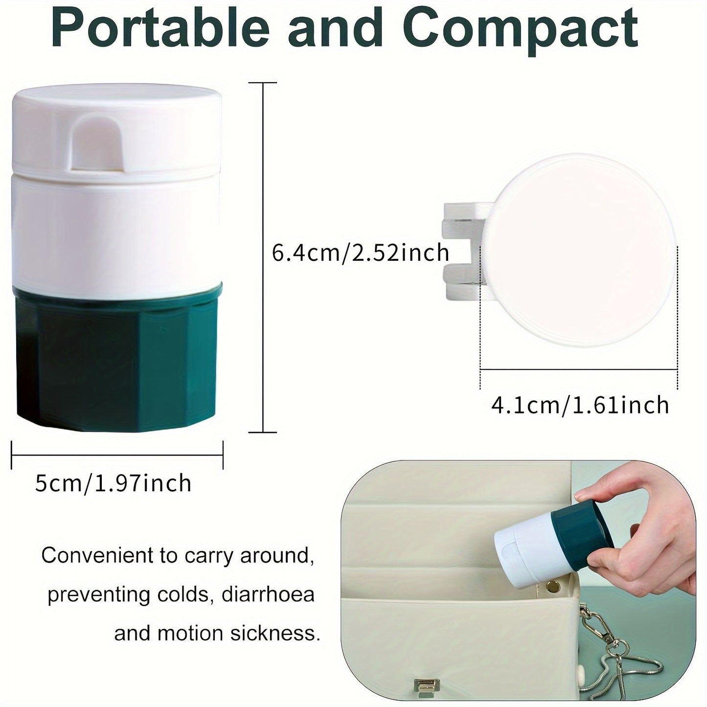 1pc Portable 4-in-1 Pill Cutter and Crusher with Dispenser - Compact Multifunctional Tablet Splitter for Small Pills, includes Removable Water Cup, made of Durable PP Material in White &