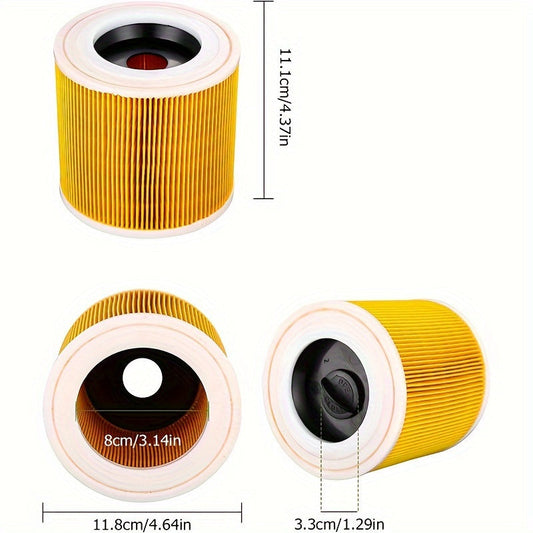 1 упаковка фильтров-заменителей Karcher, совместимых с A 2204, 2254, 2101, 2201, WD2, WD3, MV2, MV3, WD2.200, WD3.500 P, WD 3.200 для влажных и сухих пылесосов