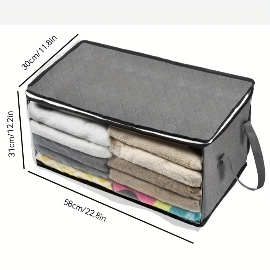 Portable Organizer for Clothes, Quilts & More - Foldable Storage Bag with Clear Window and Large Capacity