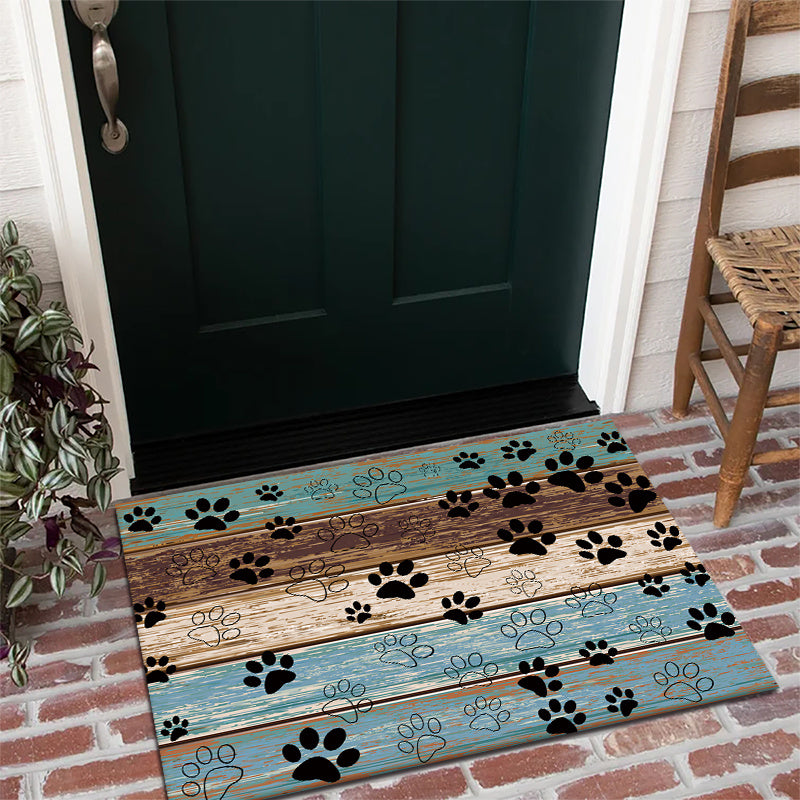 Welcome guests in style with the Paw Print Welcome Door Rug, perfect for both indoor and outdoor use. This durable, anti-slip, and quick-dry rug is a stylish addition to any living room, bedroom, bathroom, kitchen, patio, or laundry room. Its