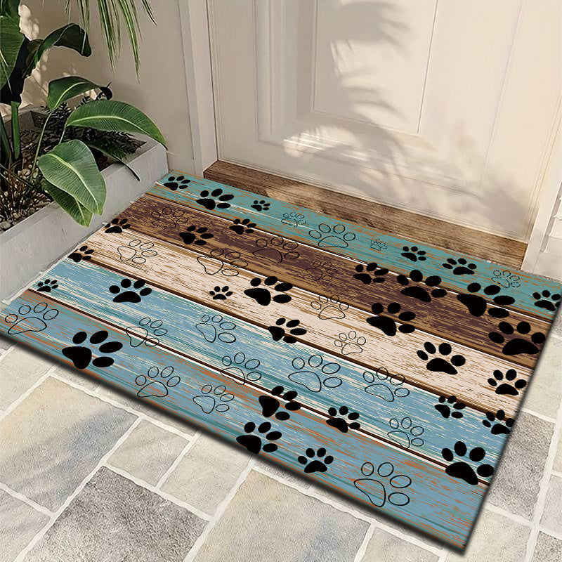 Welcome guests in style with the Paw Print Welcome Door Rug, perfect for both indoor and outdoor use. This durable, anti-slip, and quick-dry rug is a stylish addition to any living room, bedroom, bathroom, kitchen, patio, or laundry room. Its