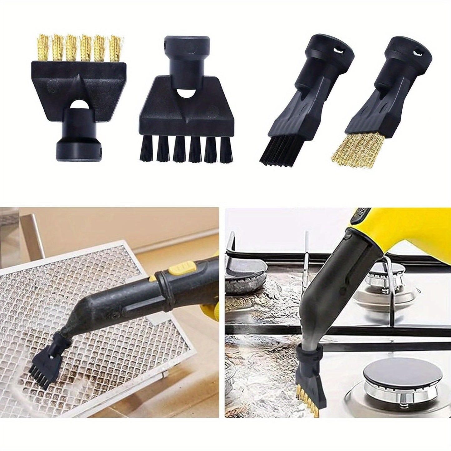 Steam Cleaner Accessory Kit for Karcher - Includes 6 Pieces and Round Brush Set for Vacuuming and Floor Care