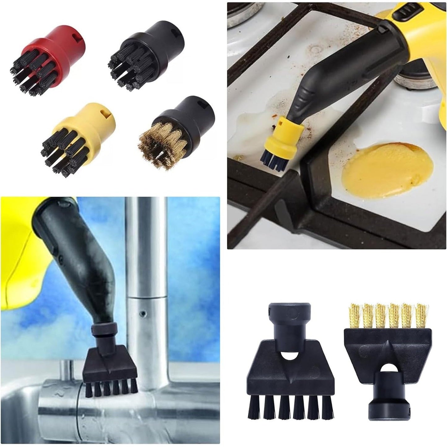 Steam Cleaner Accessory Kit for Karcher - Includes 6 Pieces and Round Brush Set for Vacuuming and Floor Care