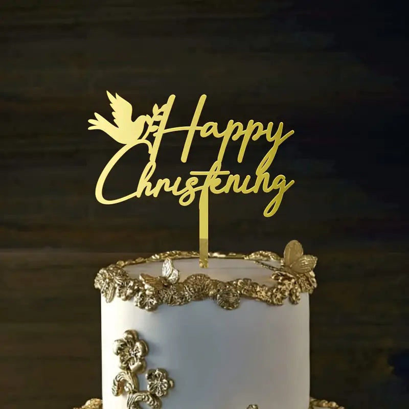 Personalized Acrylic Cake Topper for Christening Celebration - Customizable Cake Decoration for Birthday Party, Dessert Table Decor, Baking Supplies - Perfect for Ages 12 and Above - Special Keepsake Gift (1 Piece)