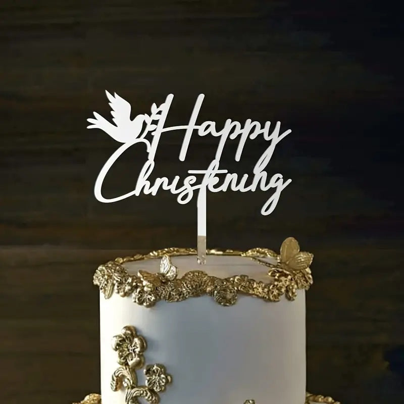 Personalized Acrylic Cake Topper for Christening Celebration - Customizable Cake Decoration for Birthday Party, Dessert Table Decor, Baking Supplies - Perfect for Ages 12 and Above - Special Keepsake Gift (1 Piece)