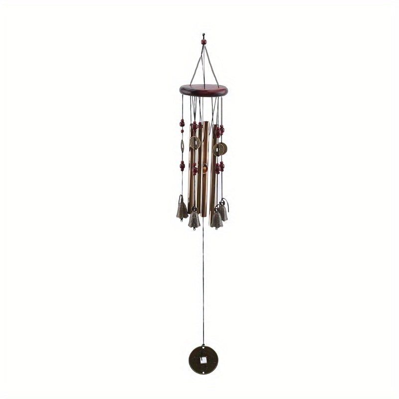 Durable Multitube Garden Patio Decor: Large Deep Tone Wind Chimes for Outdoor Use - Antique Bronze Metal with Solid Wood Top, Ceiling Mount Wind Chime Ideal for Adults - Great Gifts for Christmas, Halloween, and Thanksgiving.