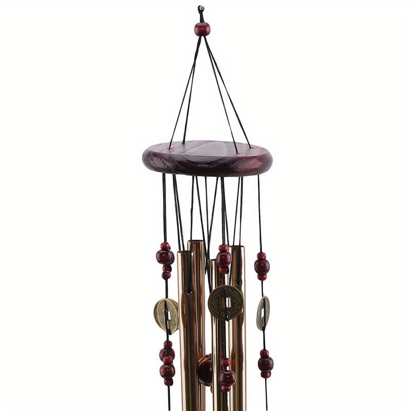 Durable Multitube Garden Patio Decor: Large Deep Tone Wind Chimes for Outdoor Use - Antique Bronze Metal with Solid Wood Top, Ceiling Mount Wind Chime Ideal for Adults - Great Gifts for Christmas, Halloween, and Thanksgiving.