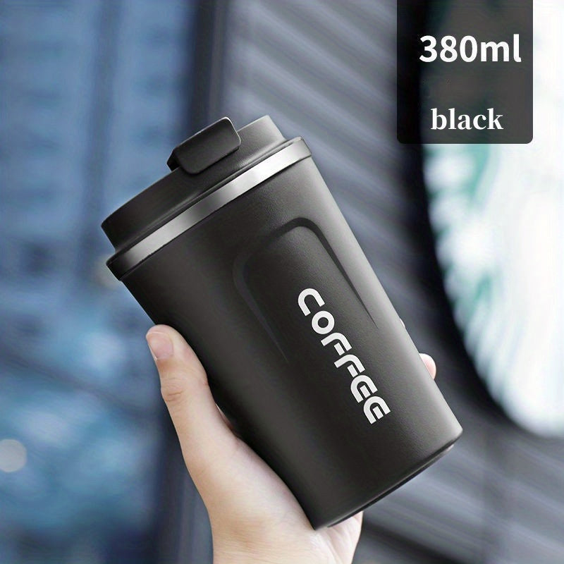 Luxurious European-designed coffee mug for on-the-go use. Portable, durable, exquisite, and leak-proof. Ideal for both men and women. Hand wash only, made of BPA-free stainless steel.