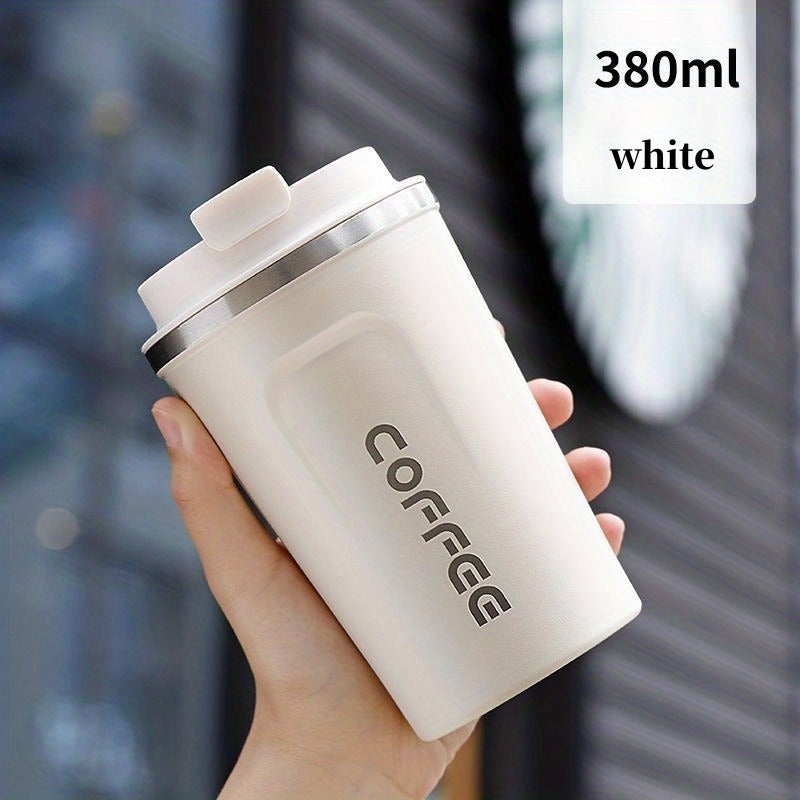 Luxurious European-designed coffee mug for on-the-go use. Portable, durable, exquisite, and leak-proof. Ideal for both men and women. Hand wash only, made of BPA-free stainless steel.