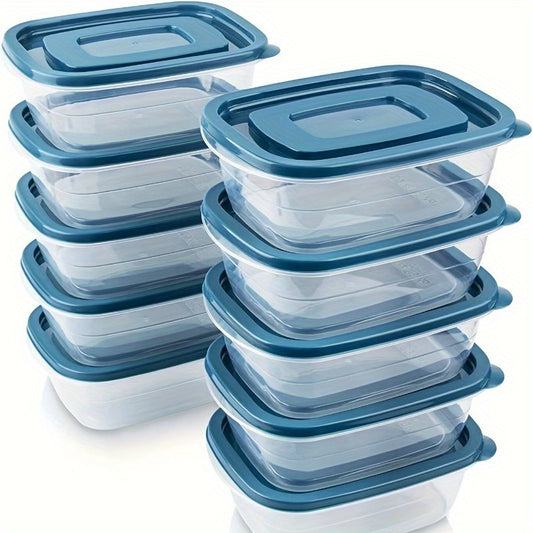 10-piece plastic food storage set with clear lids - microwave, freezer, dishwasher safe - perfect for office, school, picnics, kitchen organization