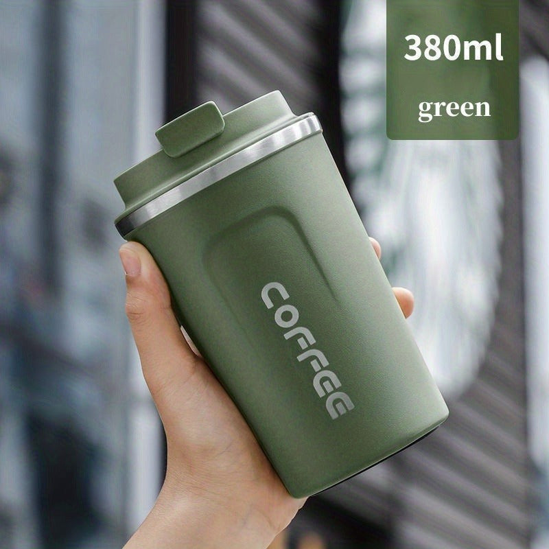 Luxurious European-designed coffee mug for on-the-go use. Portable, durable, exquisite, and leak-proof. Ideal for both men and women. Hand wash only, made of BPA-free stainless steel.