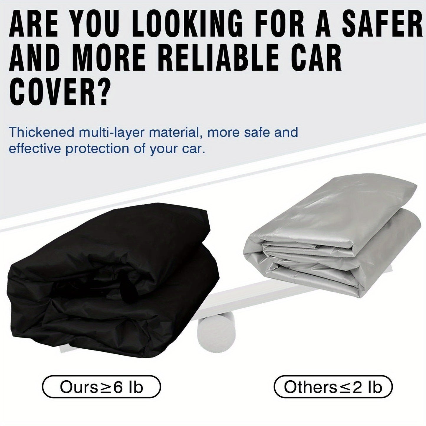 Premium SUV car cover with all-weather protection, breathable & durable. Suitable for indoor/outdoor use, dustproof, windproof, snowproof, and waterproof. Includes reflective safety strips