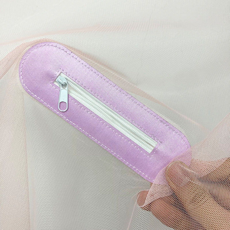 Bedroom Canopy Phone Charger with Mosquito Net Charging Patch, Zippered Cable Hole, Polyester Fabric, Hand-Washable Mesh Pocket, Adhesive Cable Organizer for Dormitory Bed Accessories.