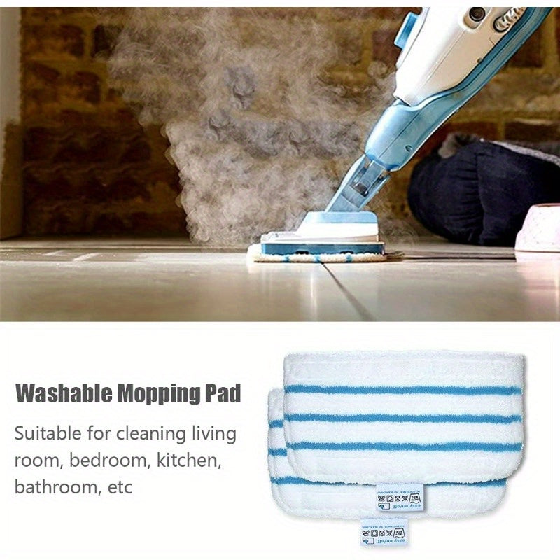 3-Pack of reusable microfiber dusting pads designed for use with BLACK+DECKER Steam Mop models FSM1610 and FSM1630. These cloth mop refill accessories can also be used as vacuum attachments.